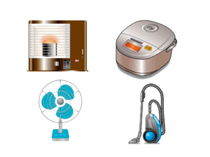 炊飯器、ストーブ、掃除機