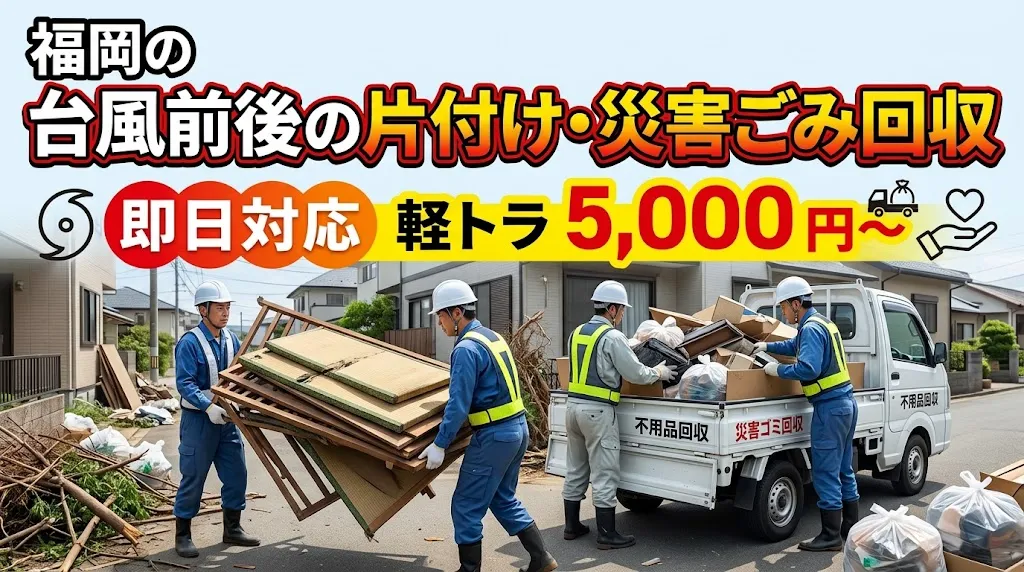 福岡の台風前後の片付け・災害ごみ回収|即日対応・軽トラ5,000円〜