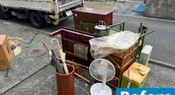 福岡県水巻町でコタツテーブルなどの不用品の回収作業を行いました
