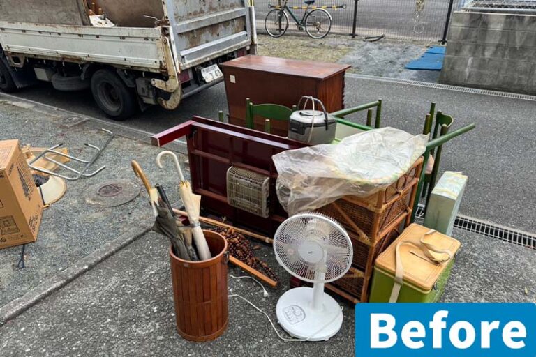水巻町の一軒家で整理前に確認したこたつテーブルと家具