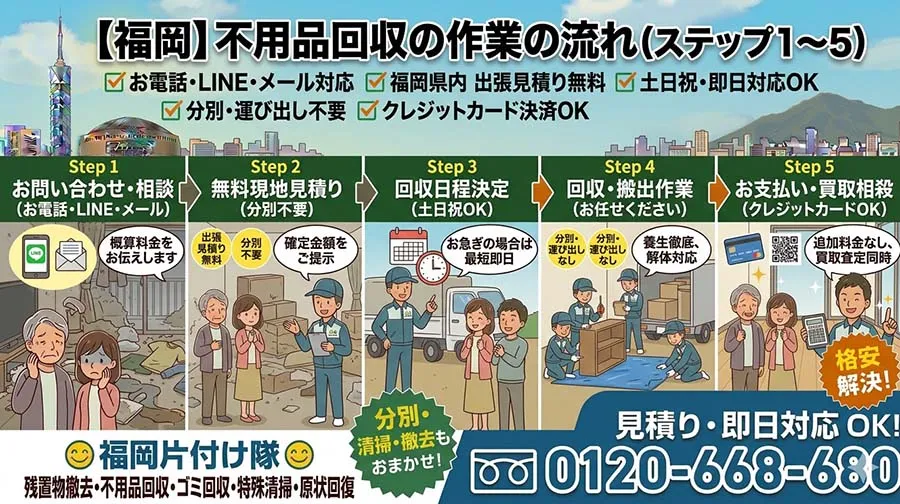 福岡。不用品回収の作業の流れ