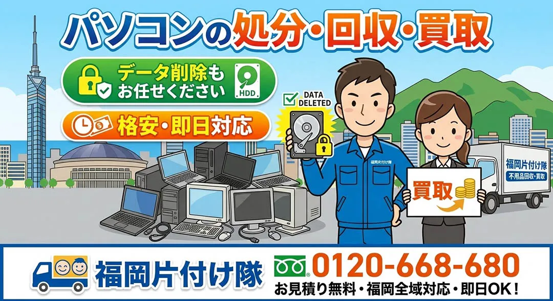 パソコンの処分・回収・買取。出た削除もお任せください