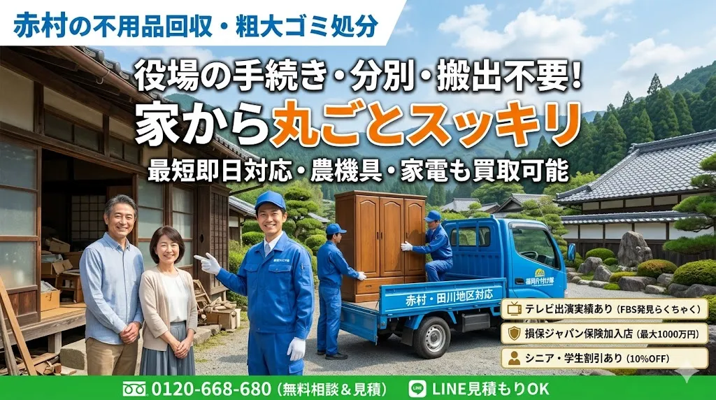 赤村の不用品回収なら福岡片付け隊　即日対応・丁寧・安心