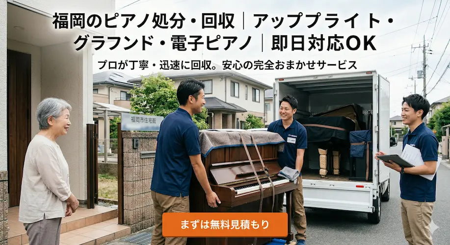 福岡のピアノ処分・回収|アップライト・グランド・電子ピアノ宣伝アイキャッチ画像