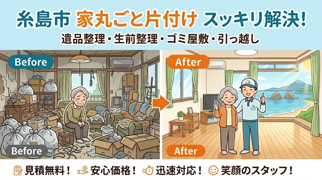 糸島市】一軒家まるごと片付け｜空き家・実家・売却前を1日で全撤去｜福岡片付け隊