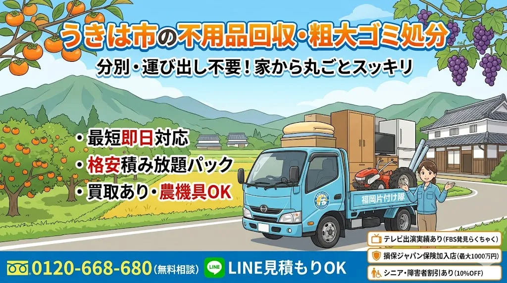 うきは市の不用品回収なら福岡片付け隊　即日対応・丁寧・安心