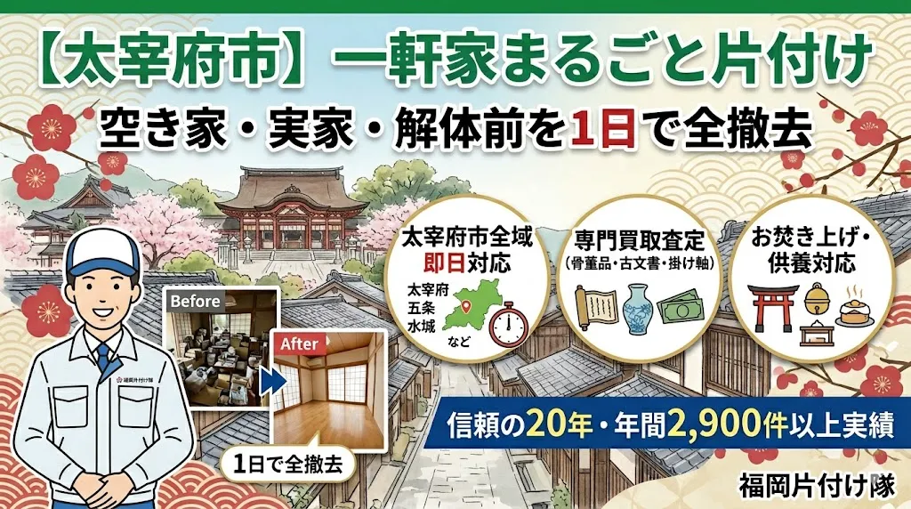 【太宰府市】一軒家まるごと片付け｜空き家・実家・解体前を1日で全撤去