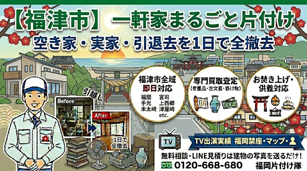 【福津市】一軒家まるごと片付け｜空き家・実家・引越し退去を1日で全撤去