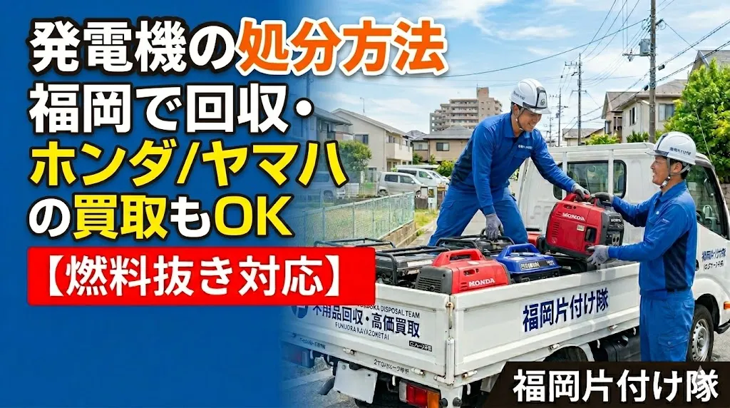発電機の処分方法｜福岡で回収・ホンダ/ヤマハの買取もOK【燃料抜き対応】