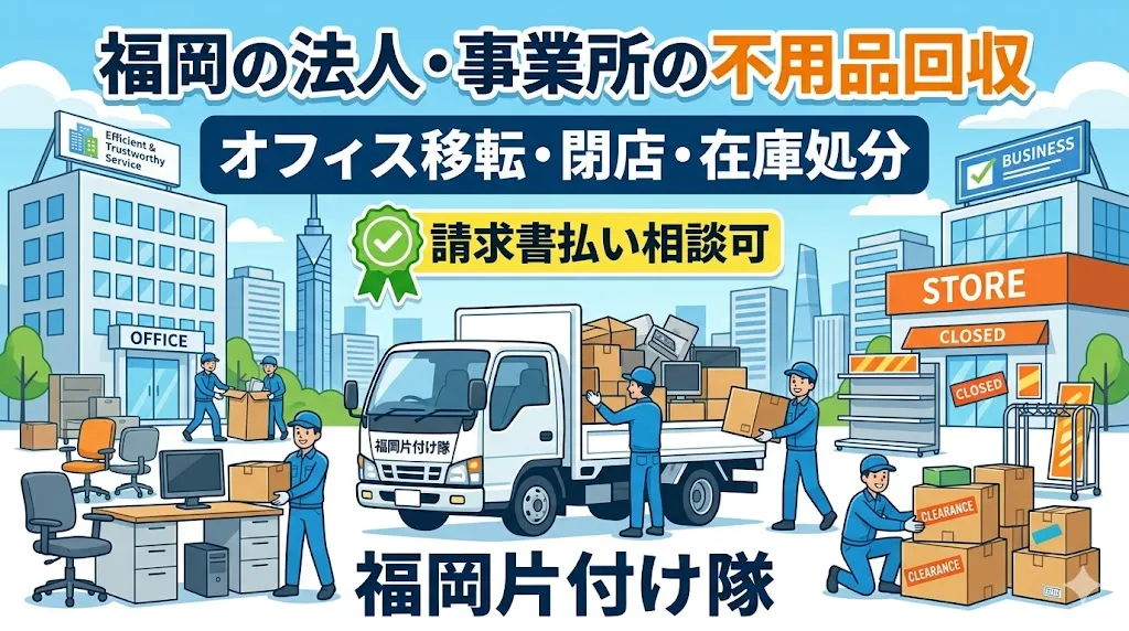 福岡の法人・事業所の不用品回収|オフィス移転・閉店・在庫処分【請求書払い相談可】