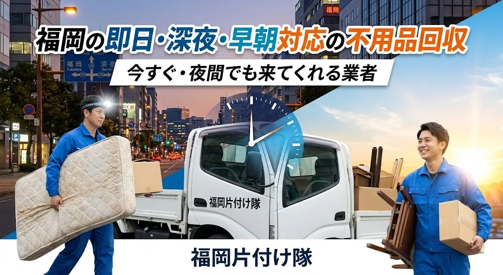 福岡の即日・深夜・早朝対応の不用品回収｜今すぐ・夜間でも来てくれる業者