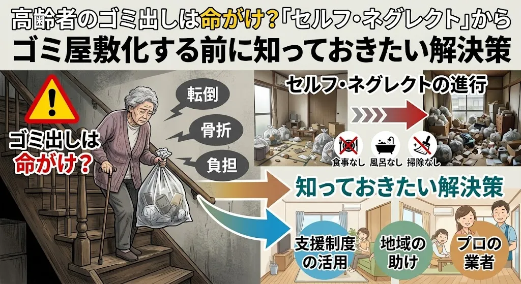 高齢者のゴミ出しは命がけ？「セルフ・ネグレクト」からゴミ屋敷化する前に知っておきたい解決策