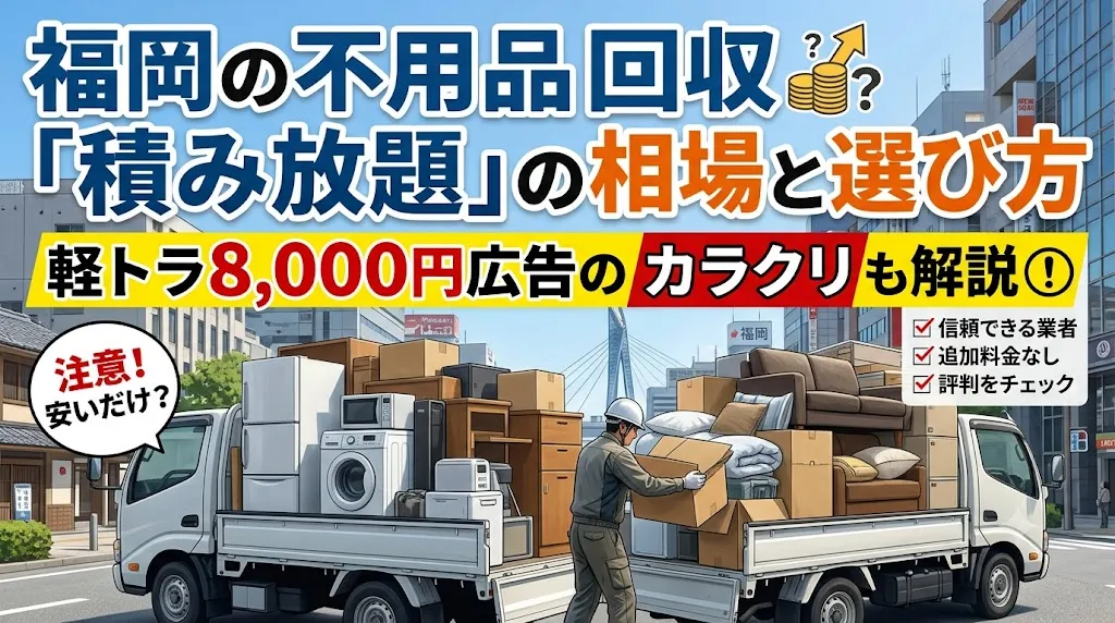 福岡の不用品回収「積み放題」の相場と選び方|軽トラ8,000円広告のカラクリも解説【2026年7月】