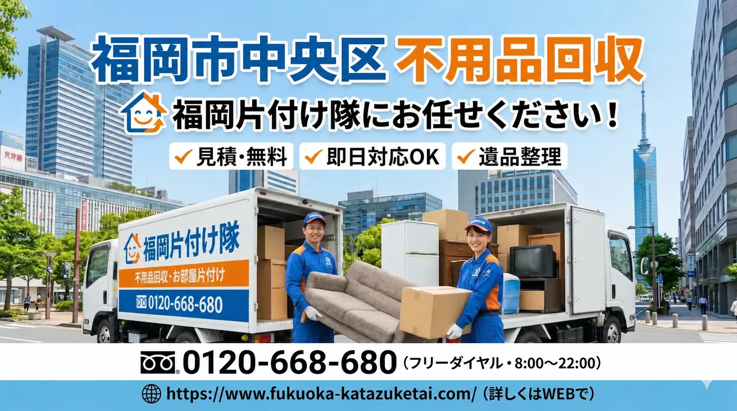 福岡市中央区の不用品回収・片付け｜福岡片付け隊｜電話受付8:00〜22:00